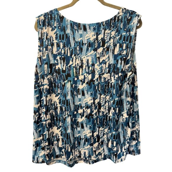 Jones Studio Womens Abstract Blue Sleeveless Top Sz 2X blouse - Picture 10 of 12